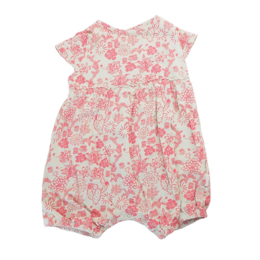 Burts Bees Baby Romper 100% Organic Cotton Sz 6-9 Months Succulent Cactus Print